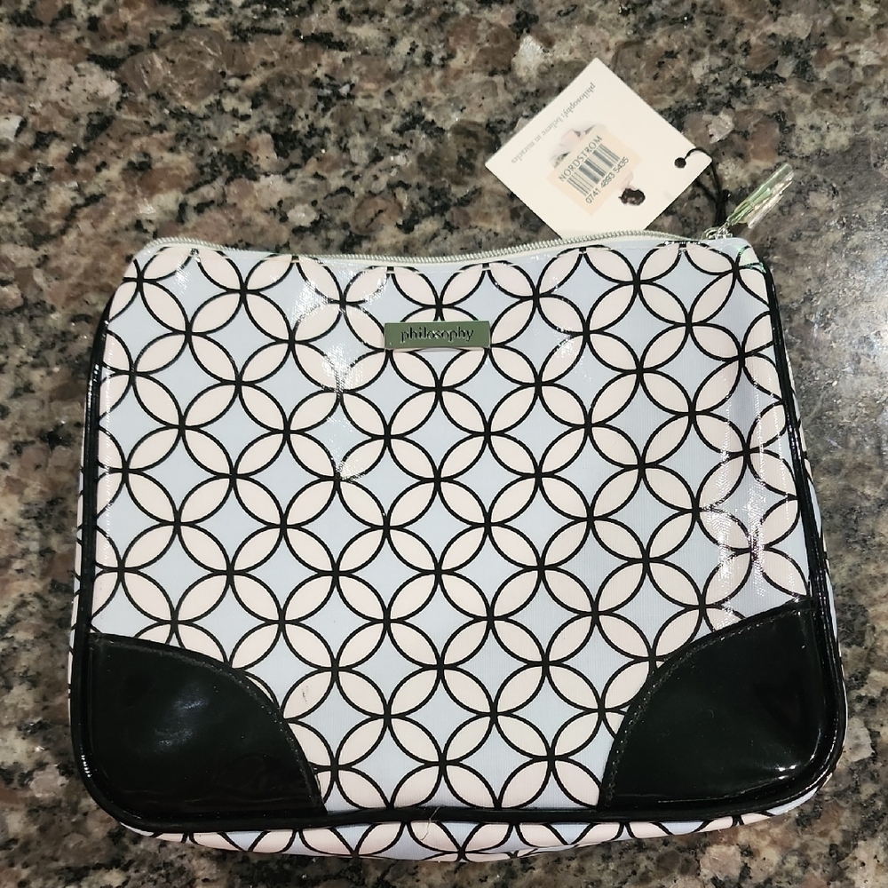 Philosophy Black and White Geometric Cosmetic Bag